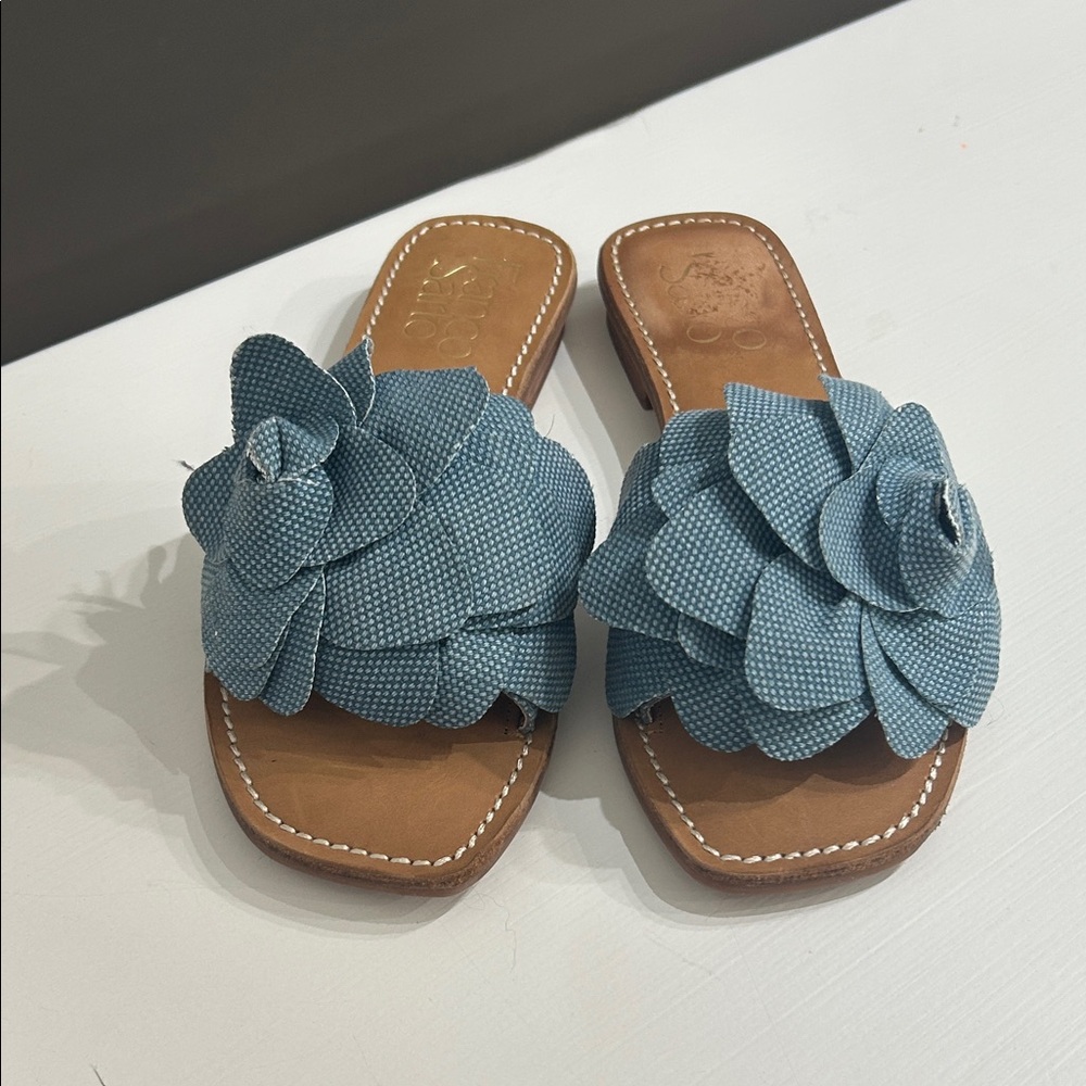 Franco Sarto Blue Floral Women's Slide Sandals